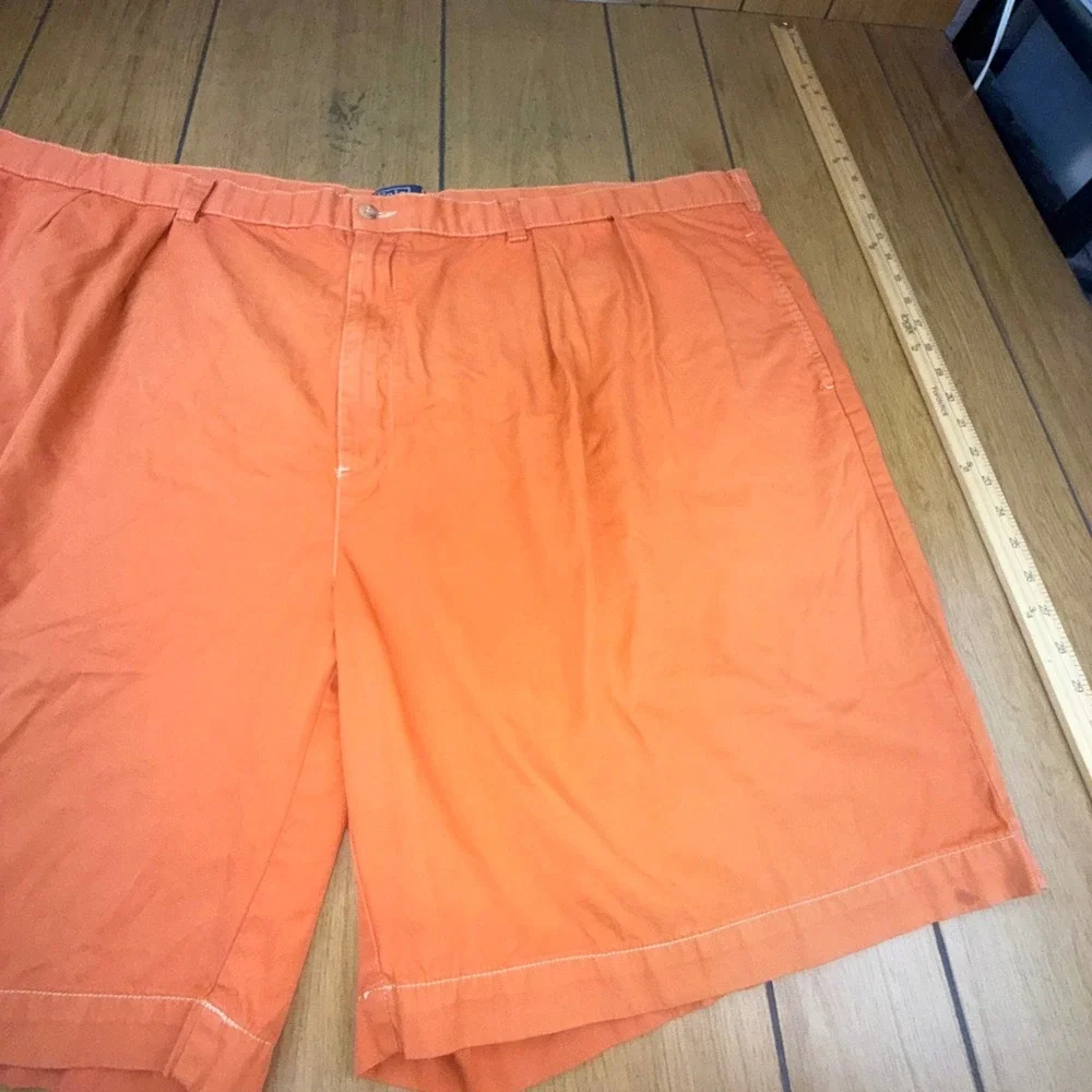 Polo Ralph Lauren Mens Big Tyler Shorts Orange Cotton Pleated Chino‎ Size 54B